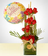 Da de San Valentn - Combo Ilusin: Bouquet 24 Rosas + Globo
