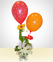 Ocasiones - Arreglo Feliz Cumpleaos: Flores con Globos