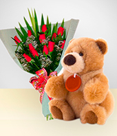 Ocasiones - Combo Capricho: Bouquet de 12 Rosas + Peluche